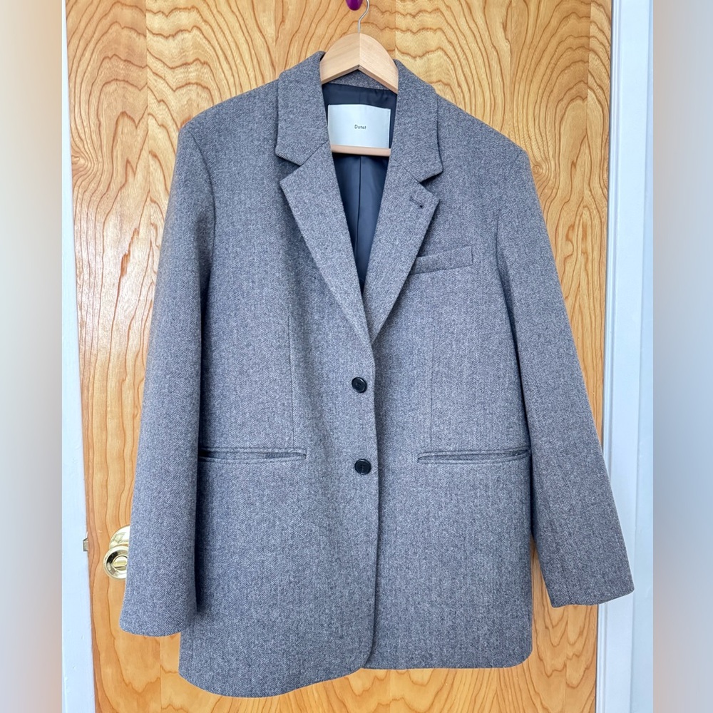 Dôen Gray Wool-Blend Tailored Blazer